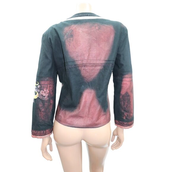 CUSTO BARCELONA Painterly Couture Wearable ART Printed Zip-Up Blazer Jacket L - Picture 8 of 9